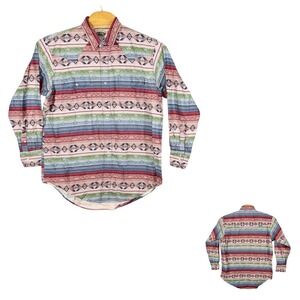 Vtg Cumberland Outfitters Aztec Pearl Snap Shirt Mens‎ XXL Western Heavyweight